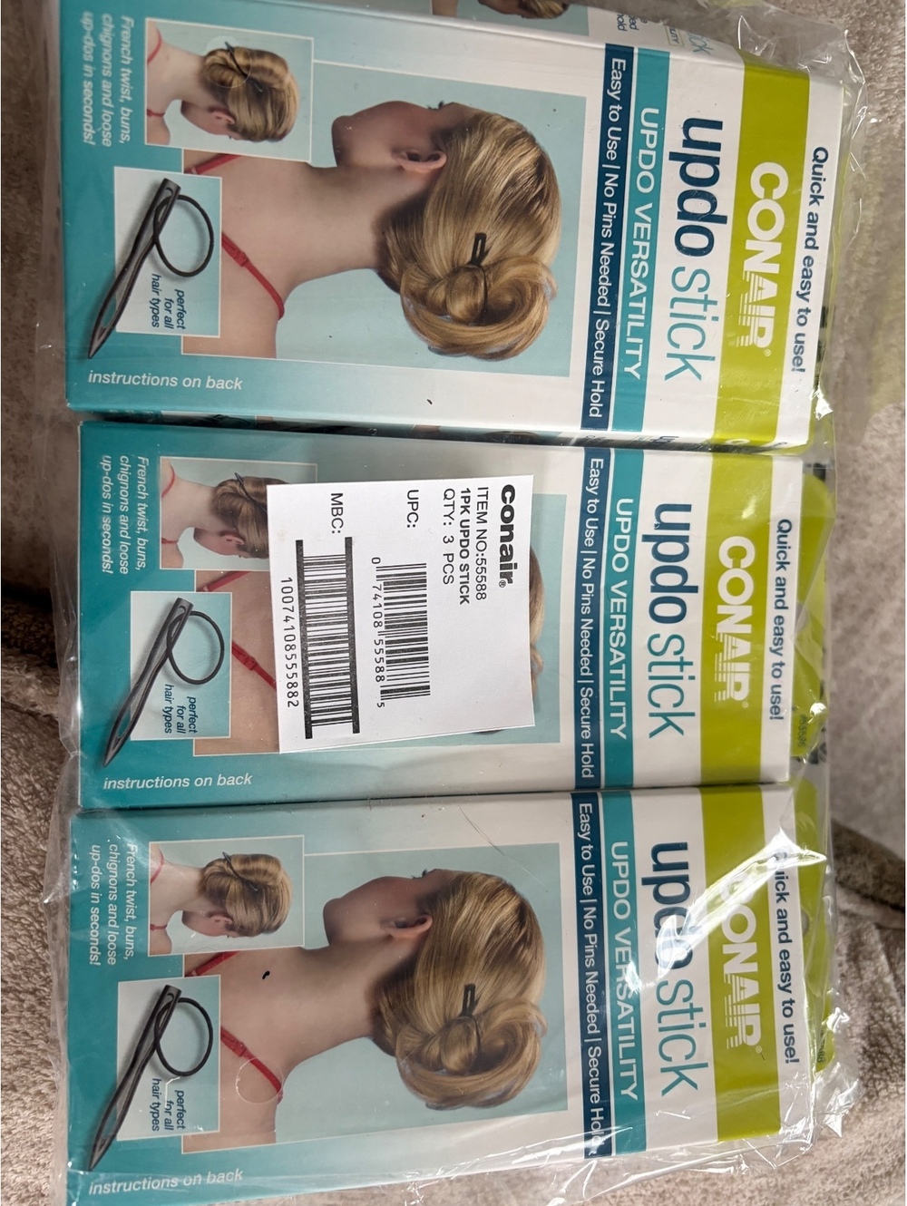 NIB set of three Conair updo stick hair accessories